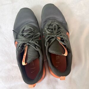 Nike Men's Athletic Shoes in Dark Gray with Orange Swoosh